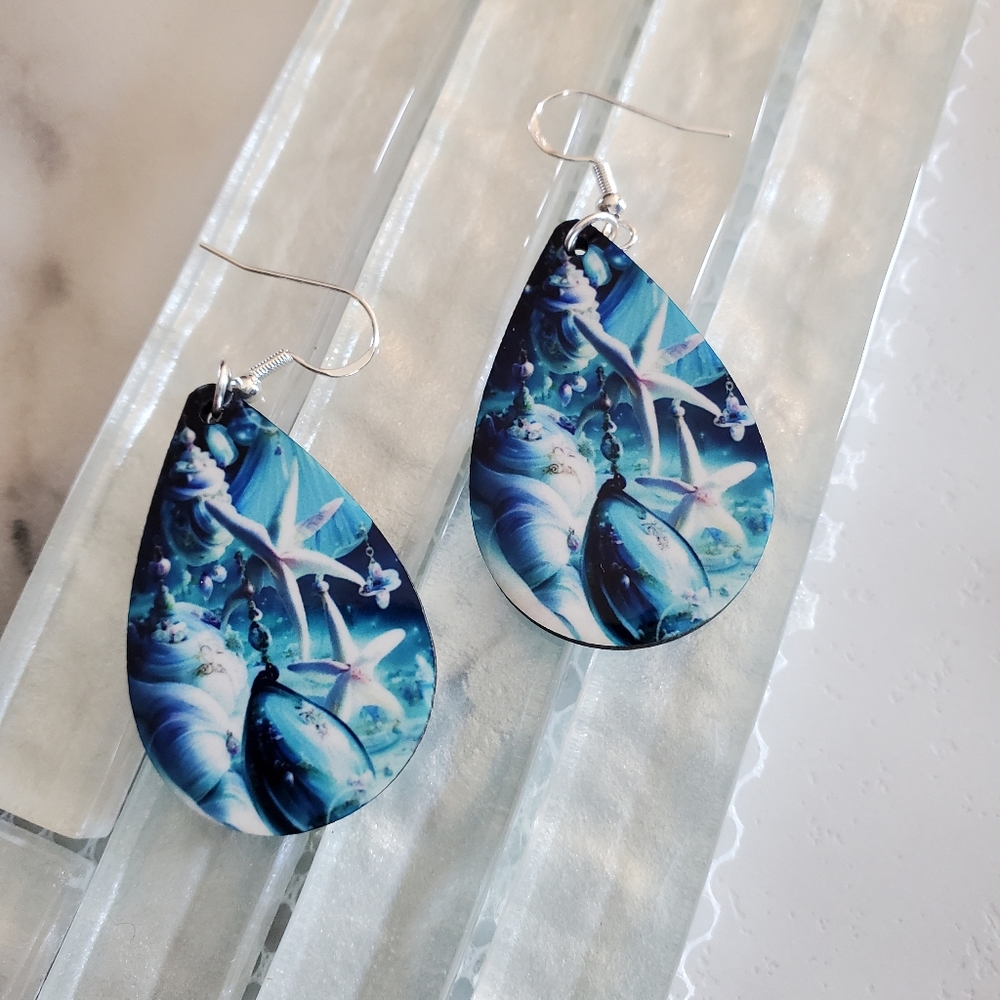 Starfish & Sea Shells Teardrop Earrings
